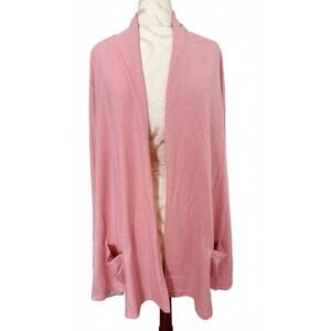 Logo Lounge Pink Women's Cardigan with Lace Back & Front Pockets-3X